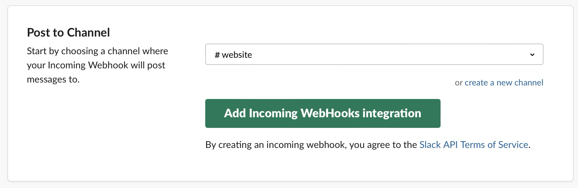 Slack incoming WebHooks channel name