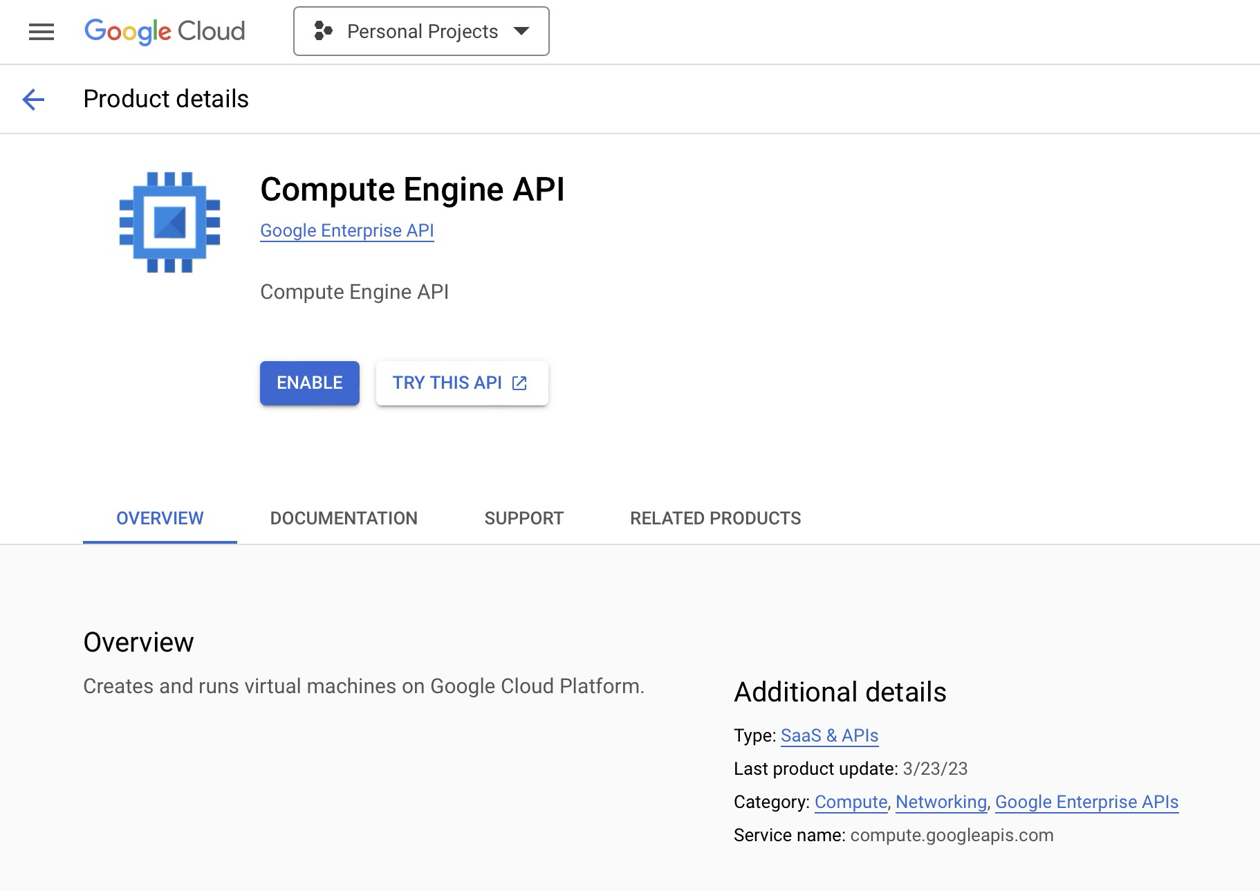 Google Cloud Compute Engine API