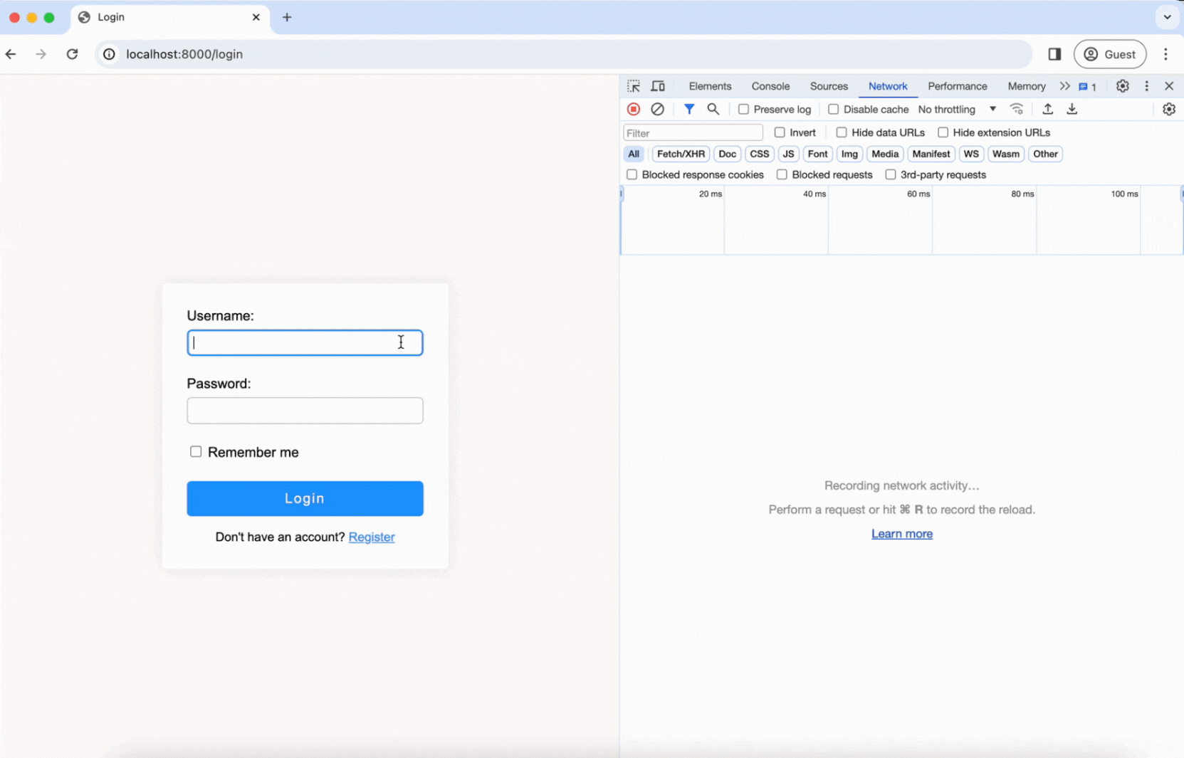 Example of how to find session cookies using Inspect Elements